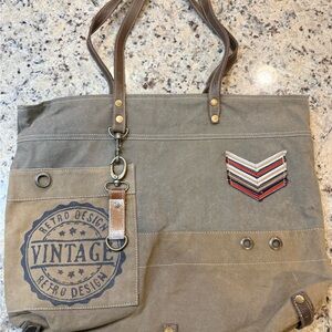 Myra Military Badge Canvas Tote Bag
